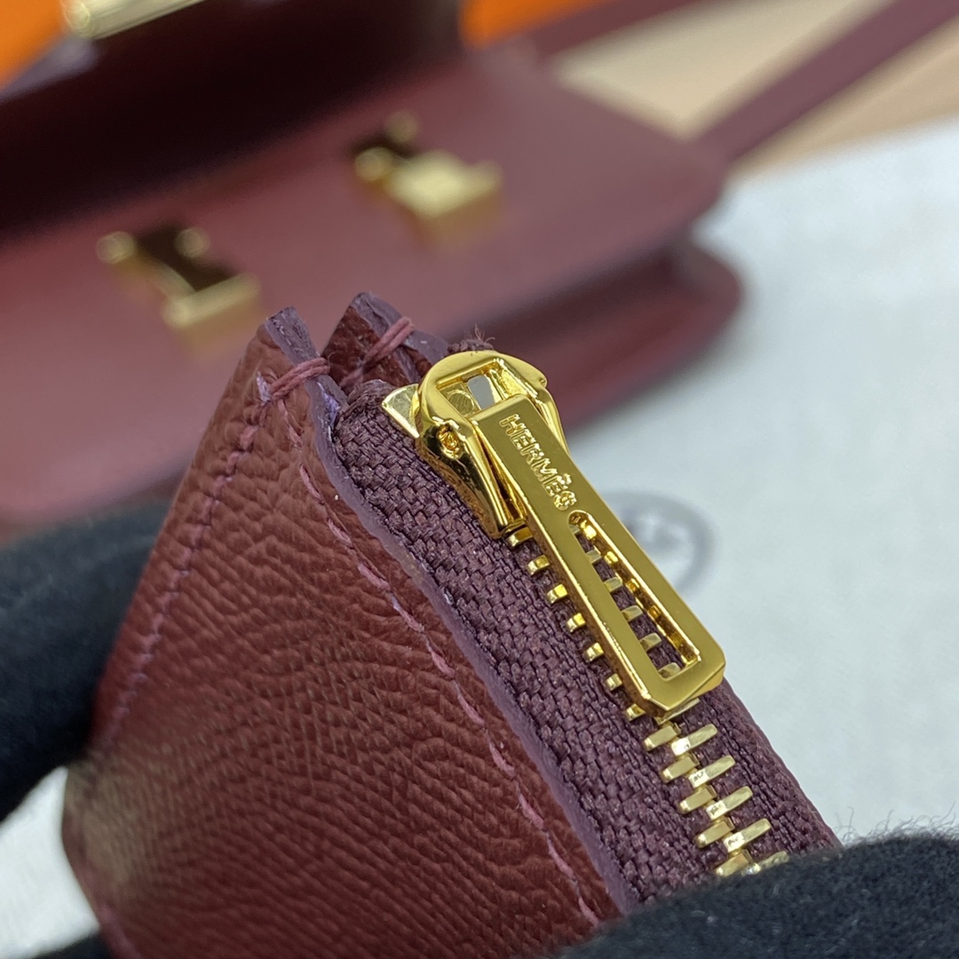 Hermes Constance Slim Wallet Belt Bag In Bordeaux Epsom Leather